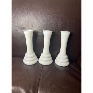 Randall Milk Glass Bud Vase VTG 3 Ring Bee Hive Base 6" 60s